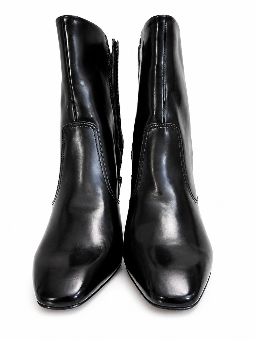 Gianni Bini Mavis Black Patent Ankle Boots Gold Sculpted Block 4" Heel 8.5 NWOT - Picture 5 of 15
